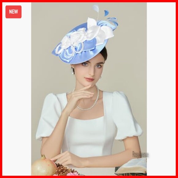 Women\'s Derby Pillbox Hat with Flowers and Feathers for Weddings and Parties